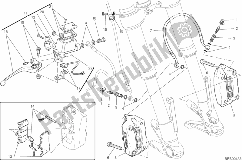 All parts for the Front Brake System of the Ducati Hypermotard USA 821 2013
